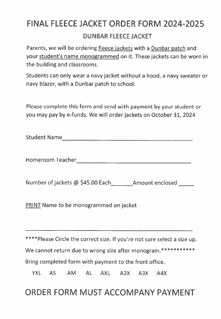 fleece order form