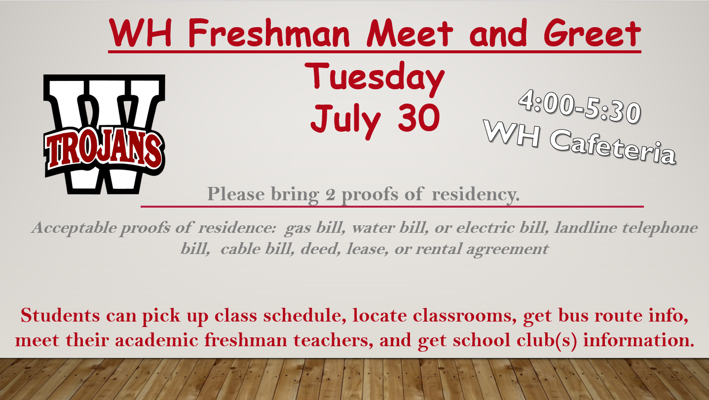 Freshmen Meet and Greet July 30 4-5:30