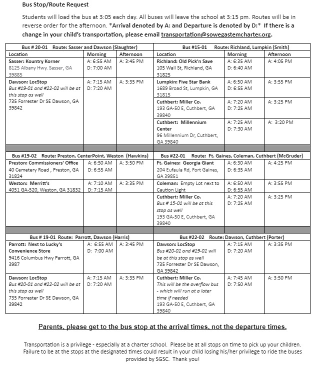 bus schedule