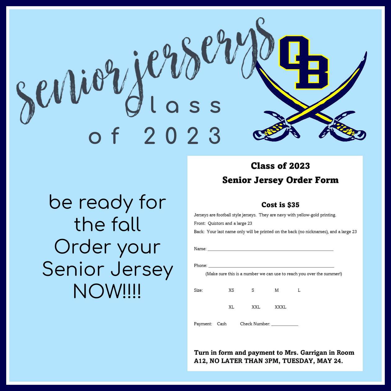 Class of 2023 Jersey Order Information