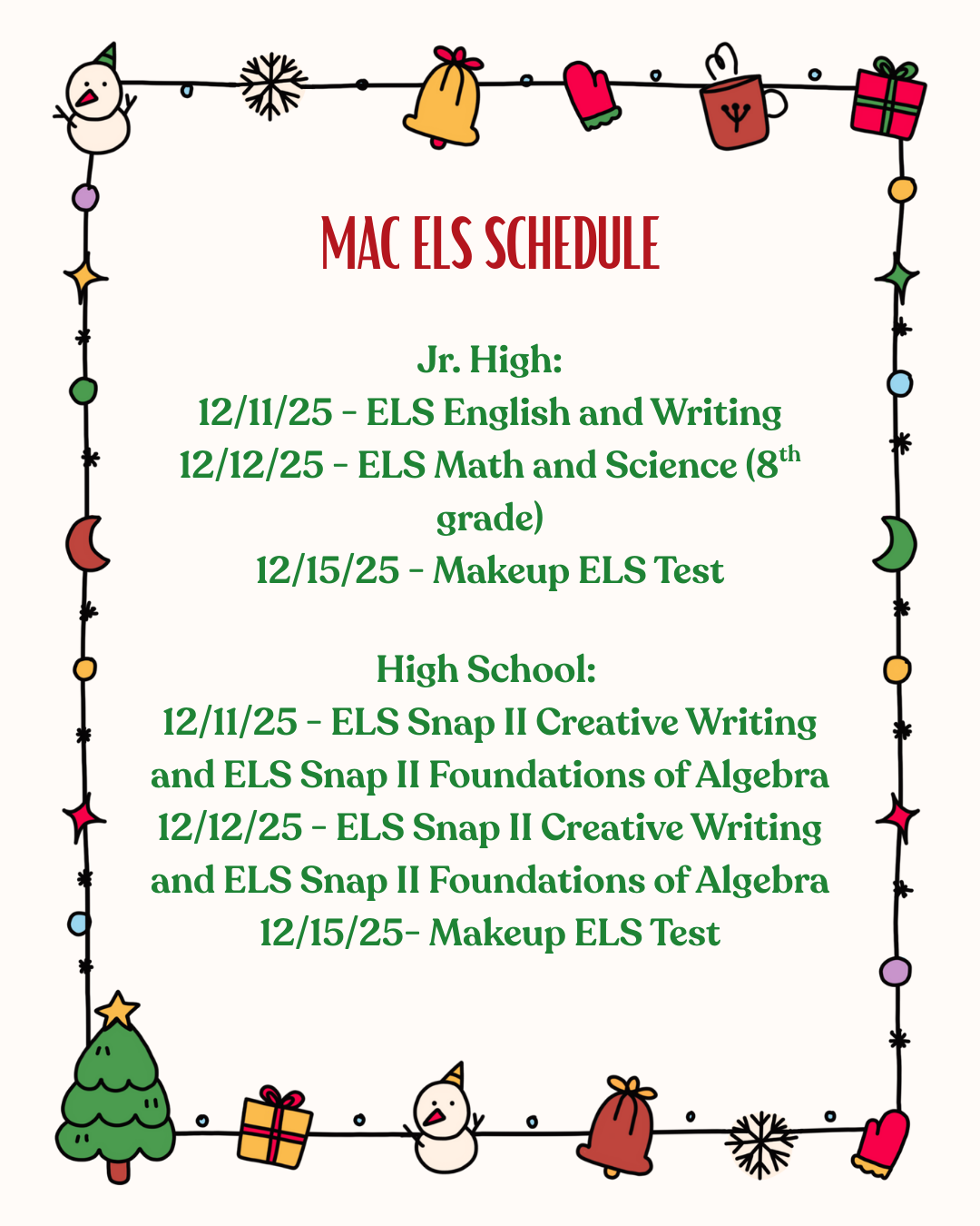 ELS Schedule