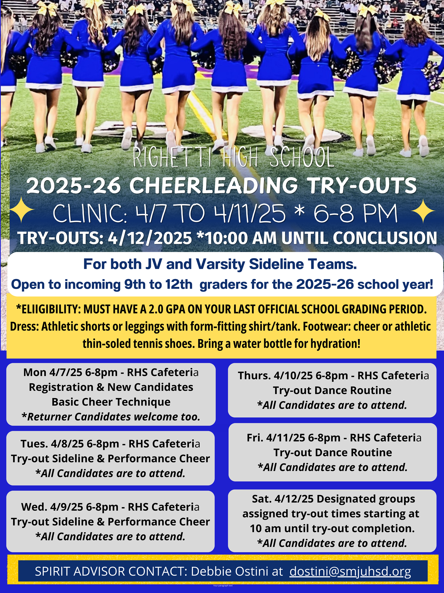 25-26 School Year Cheer Clinic & Try-out Information