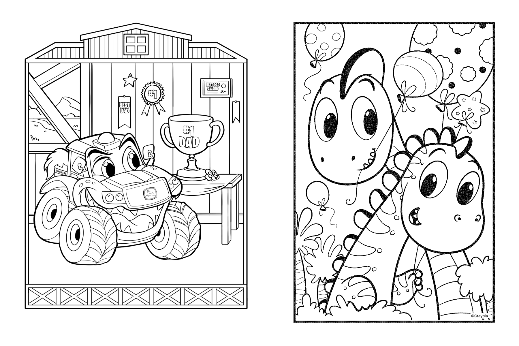 Coloring page-truck and dinosaur