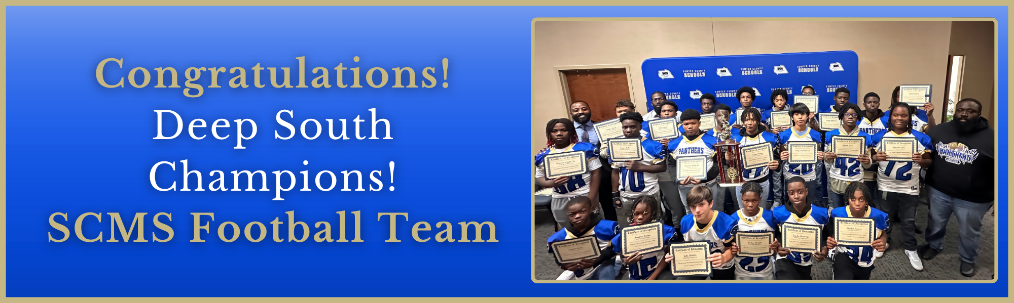 Congratulations deep south champions scms football team