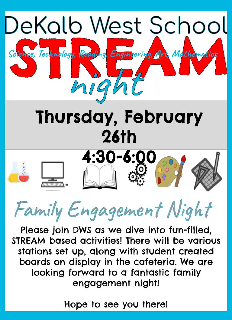 STEAM family night 4:30 - 6:00