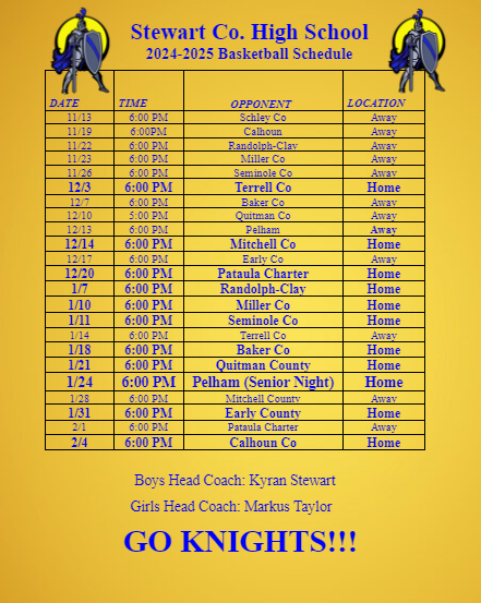 VARSITY BASKETBALL SCHEDULE