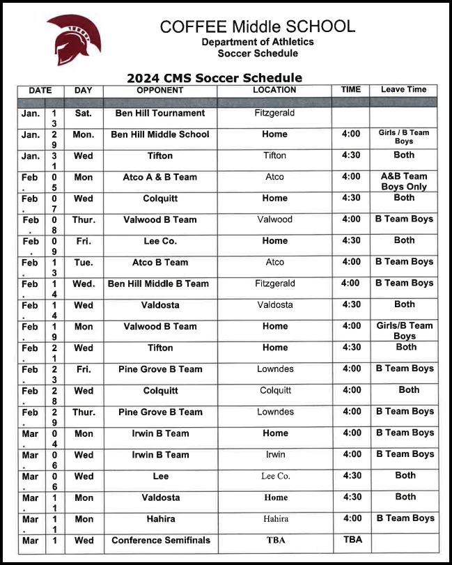 2024 CMS Soccer Schedule