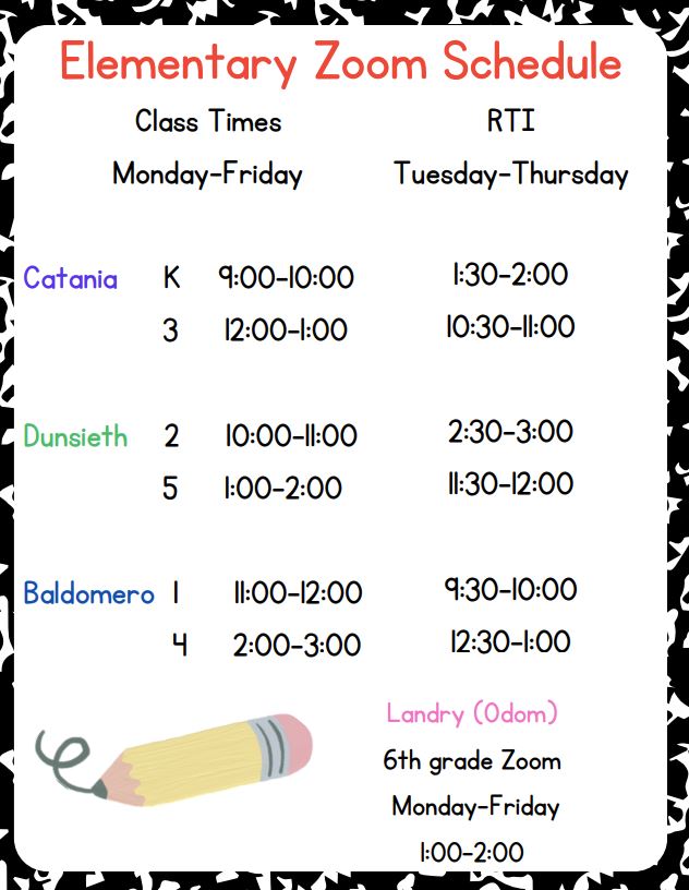 Elementary Zoom Schedule