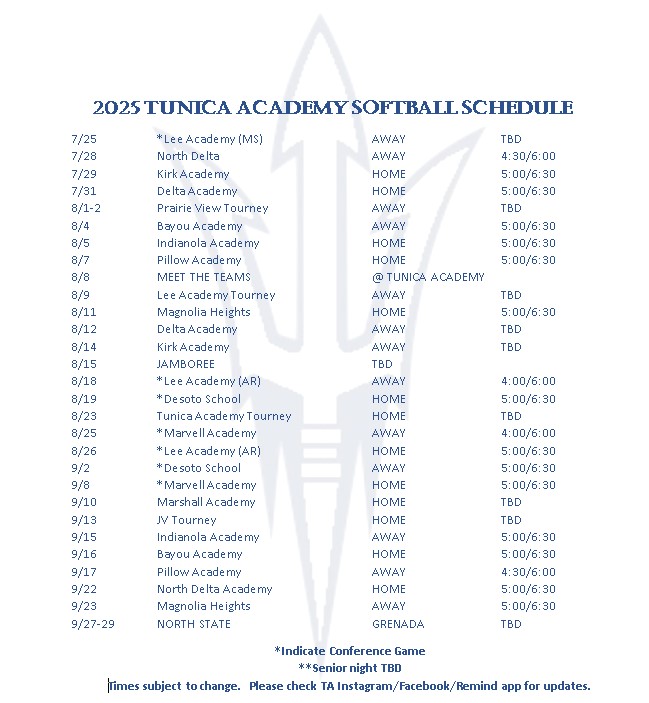 2024 Softball schedule