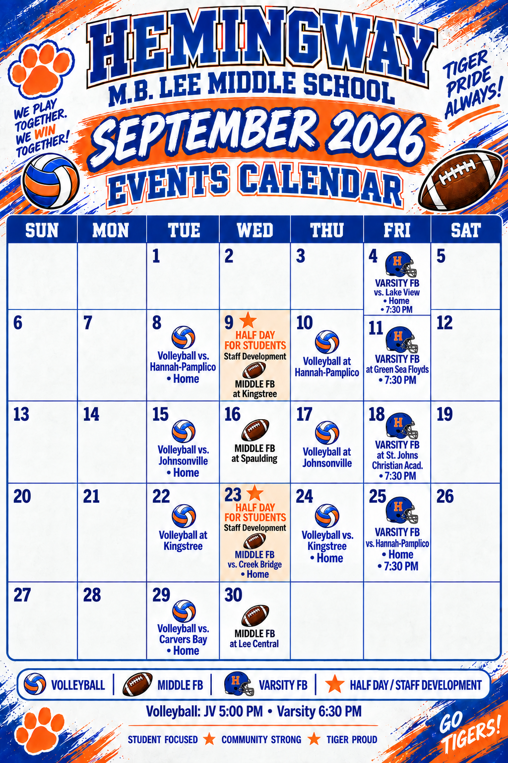 September 2026 Events Calendar
