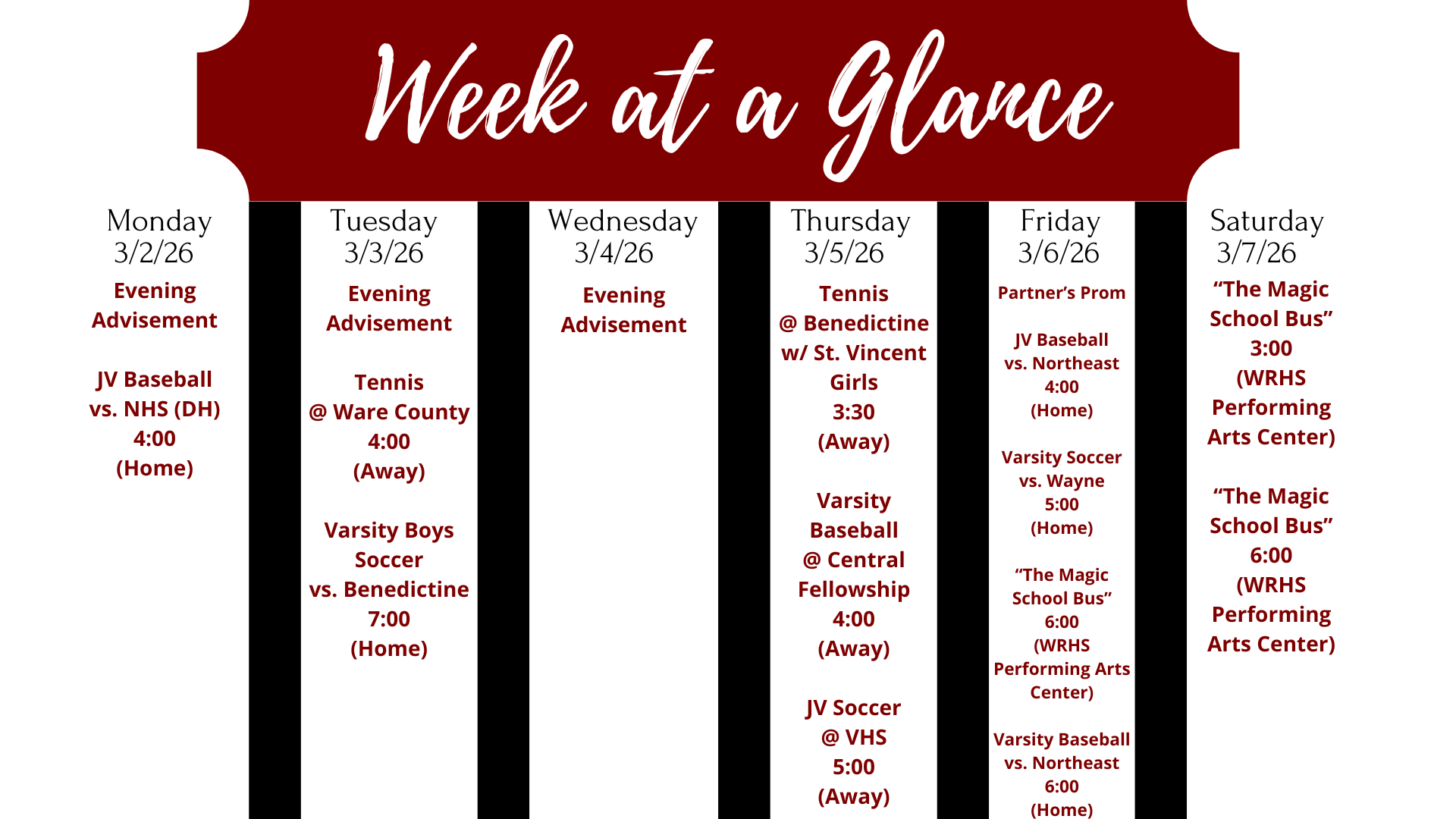 Week at a Glance March 2-March 7