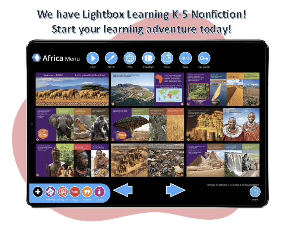 We have Lightbox Learning K-5 Nonfiction eLibrary!