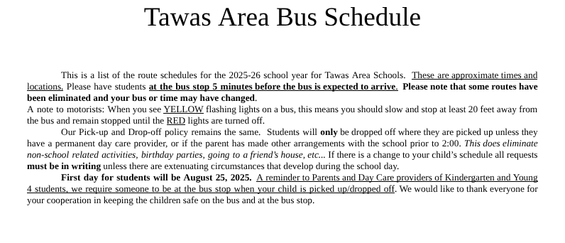 Bus Schedule
