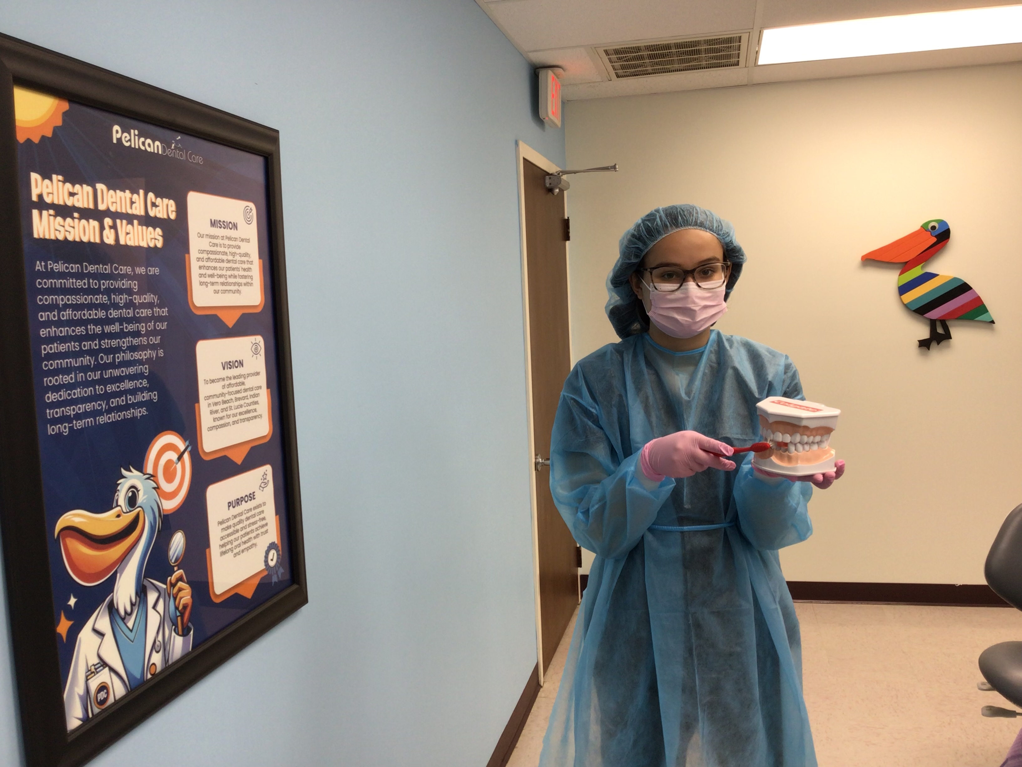Vo-Tech student working at dental clinic