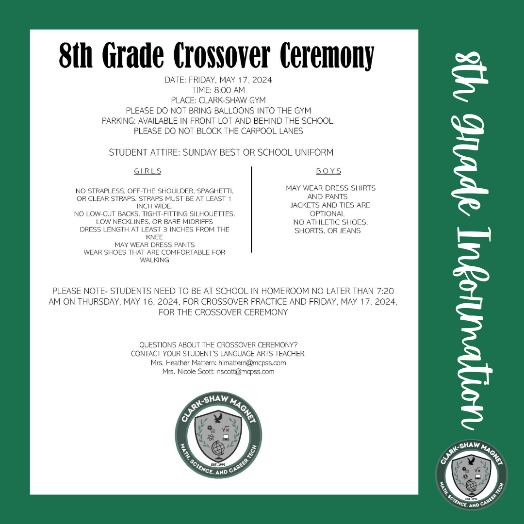 8th Grade BBQ/Crossover Information 