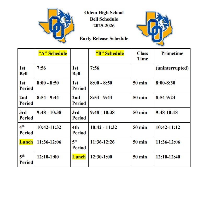 Early Release Schedule