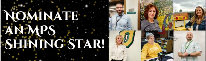 A banner that says Nominate a Shining Star with photos of past winners