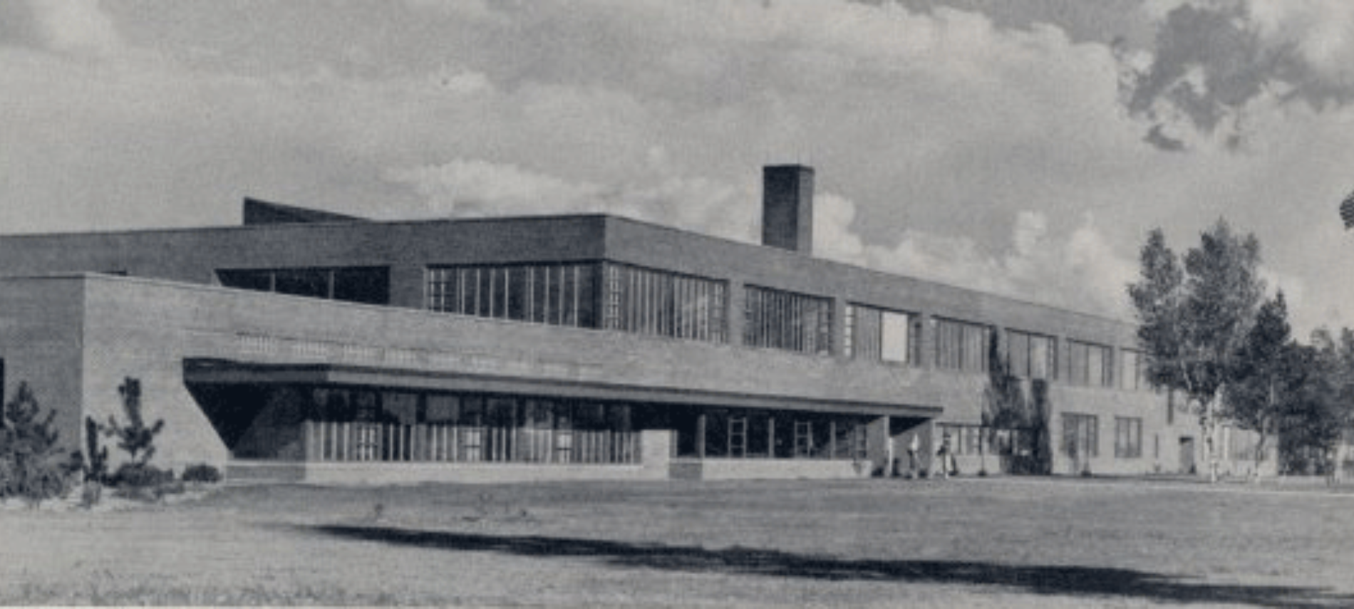 vintage black and white image of northwest middle school