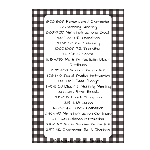 class schedule