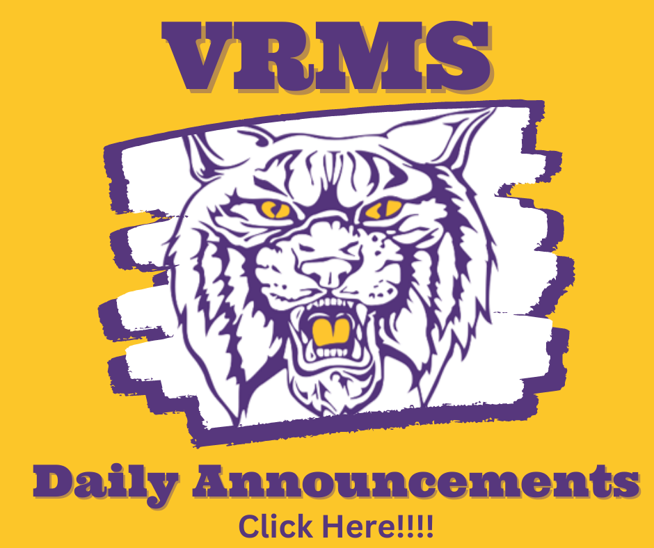 VRMS Daily Announcements click here with a wildcat head