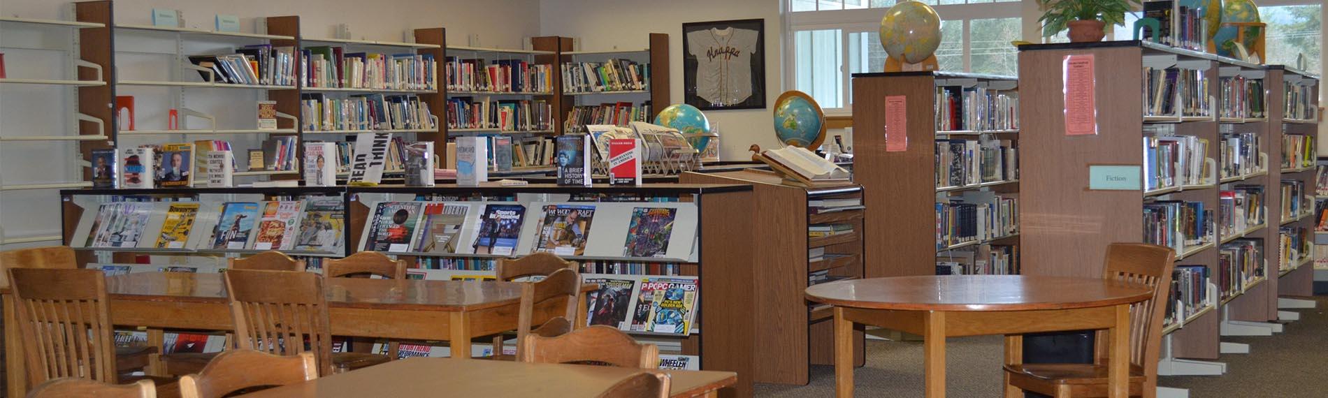 Library tables and shelves