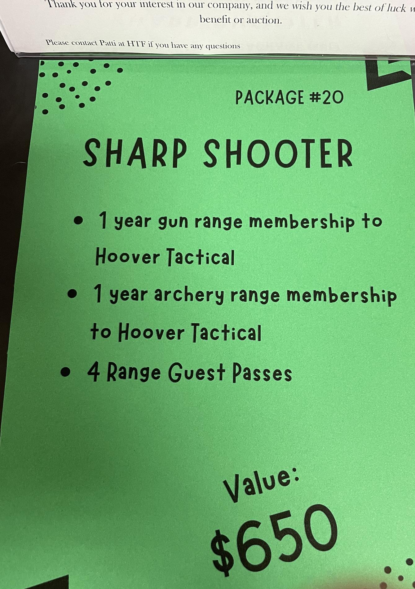 Auction Item #20: Sharp Shooter