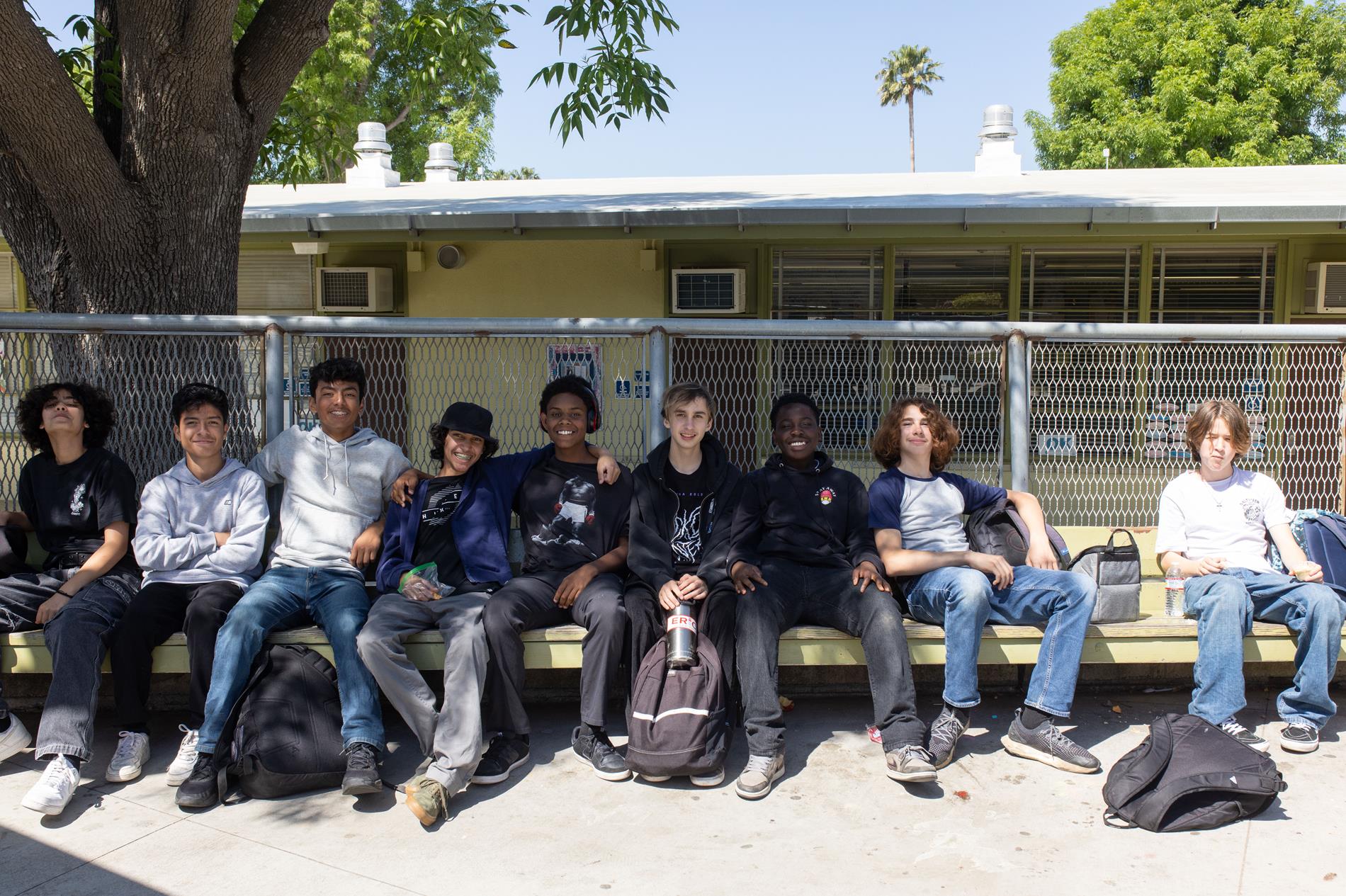 Students sitting outside