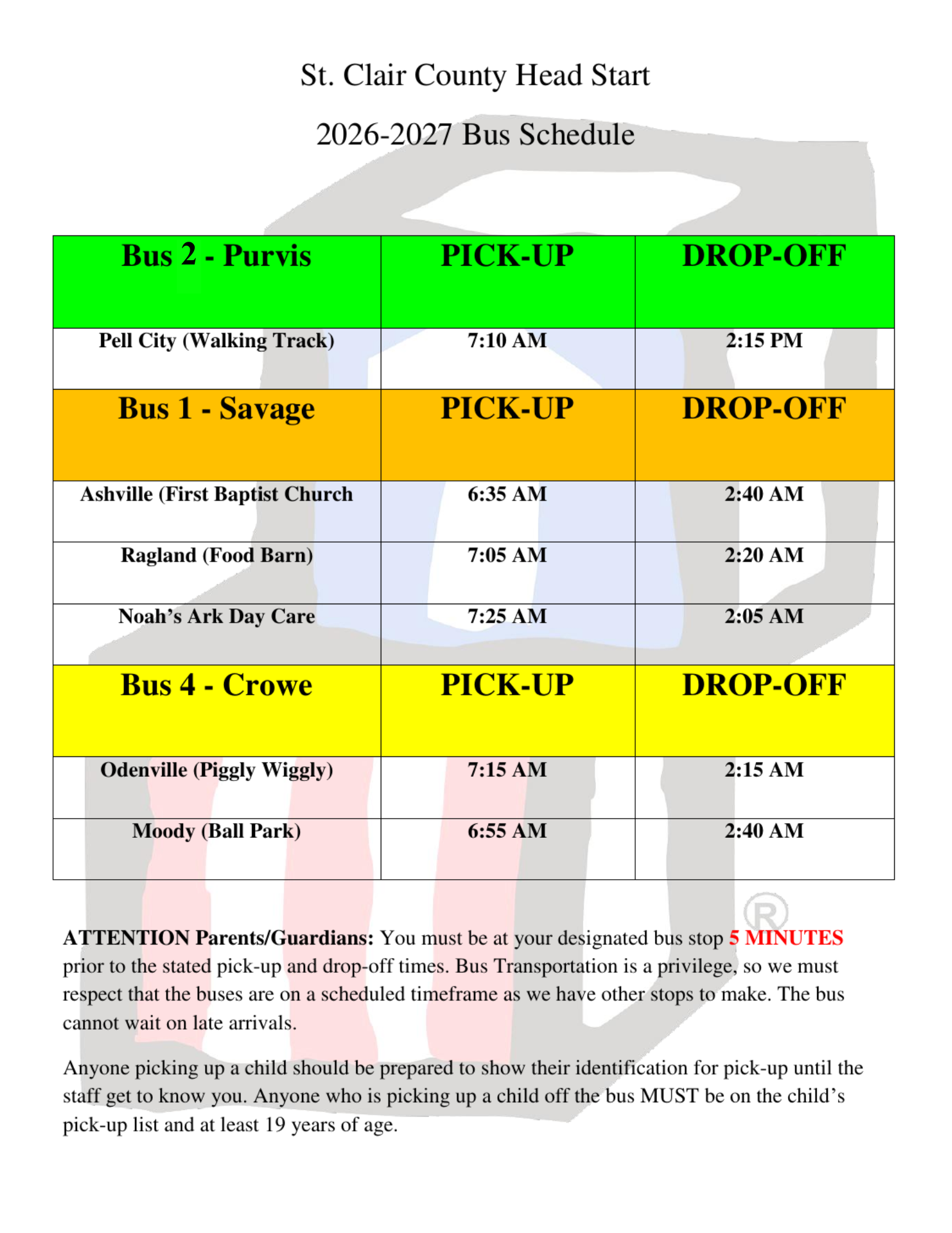 Bus Schedule