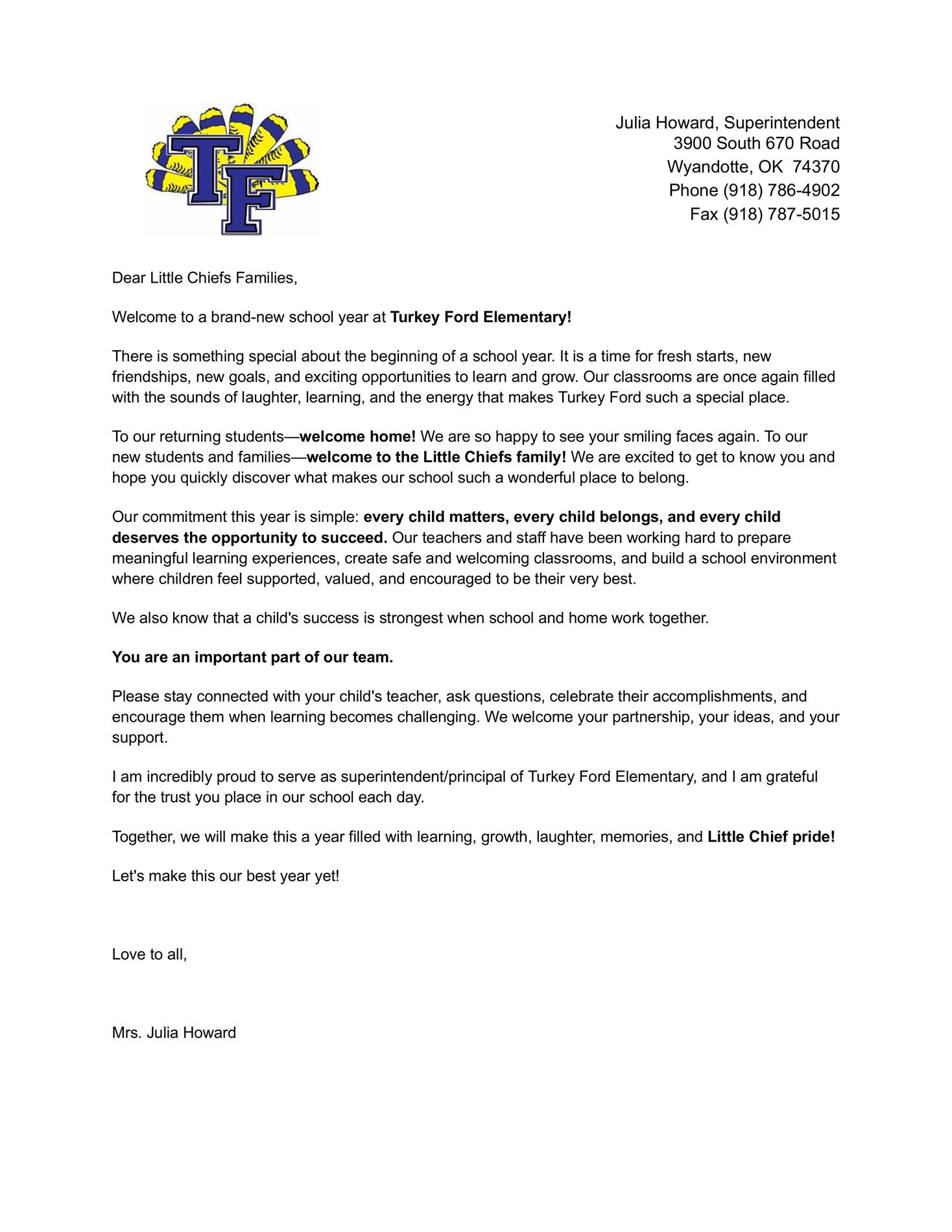 BOY Letter 2026