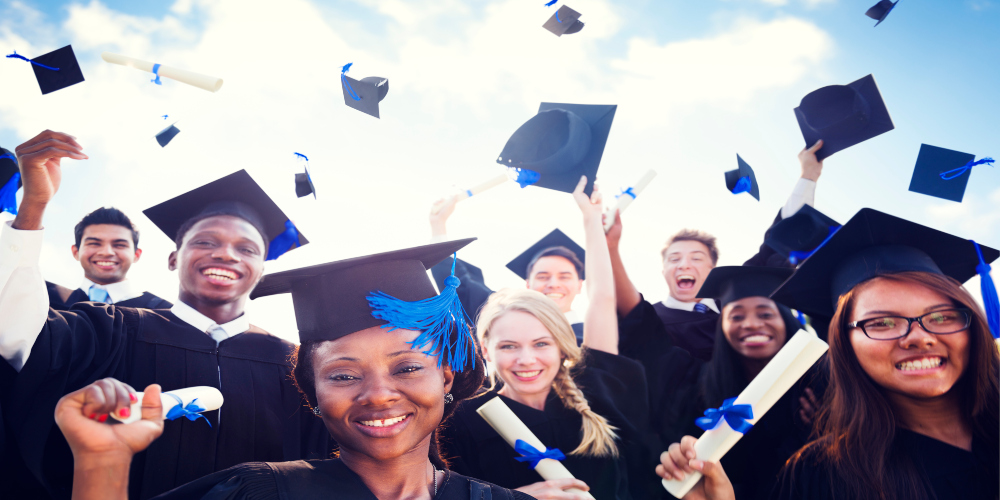 Graduating Students Throwing Hats 