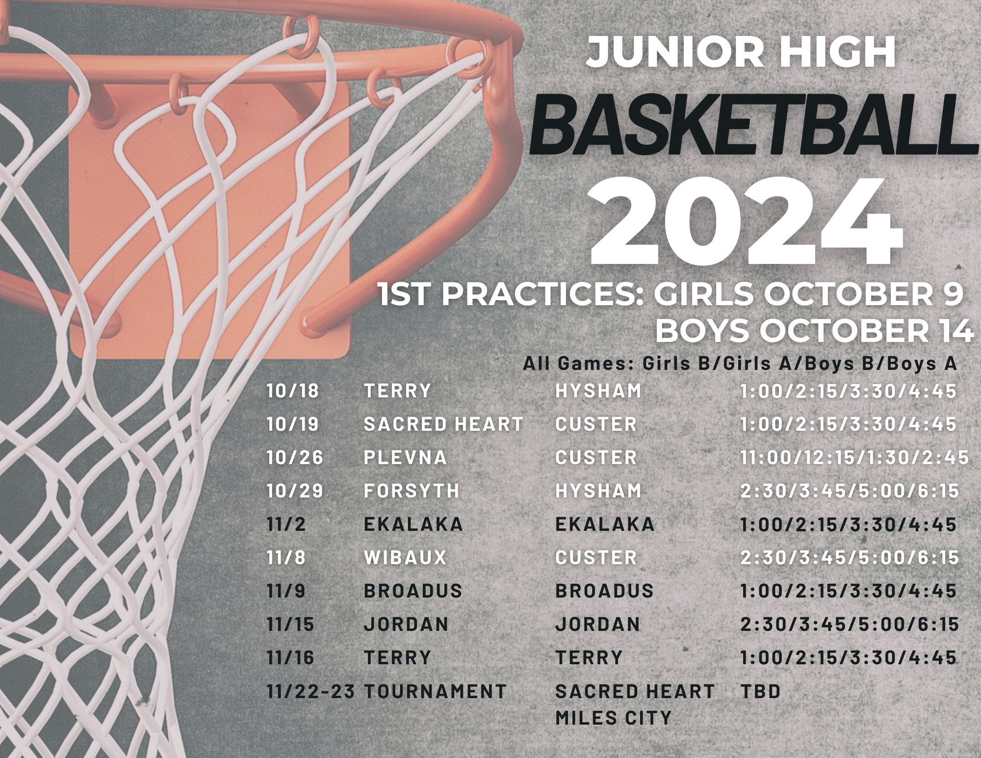 2024 JH BB schedule