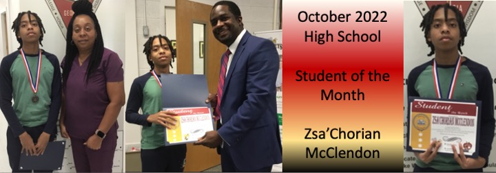 Zsa'Chorian McClenden October 2022 Student of the Month