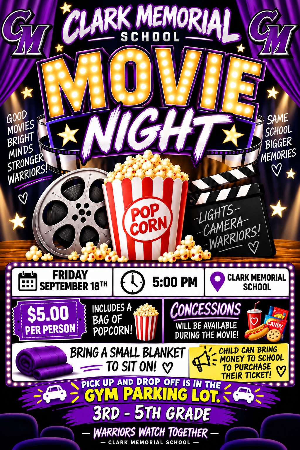 3rd - 5th Grade Movie Night September 18th