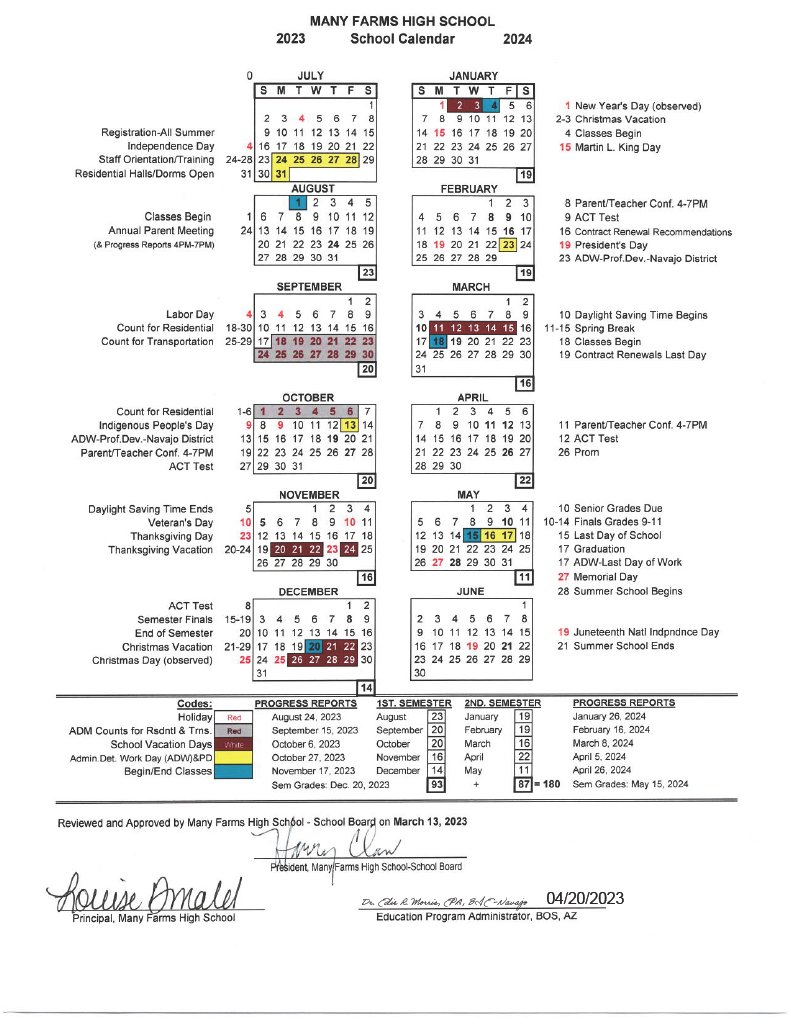 School Calendar 2022-23