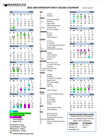 2023-2024 RECHS School Calendar 