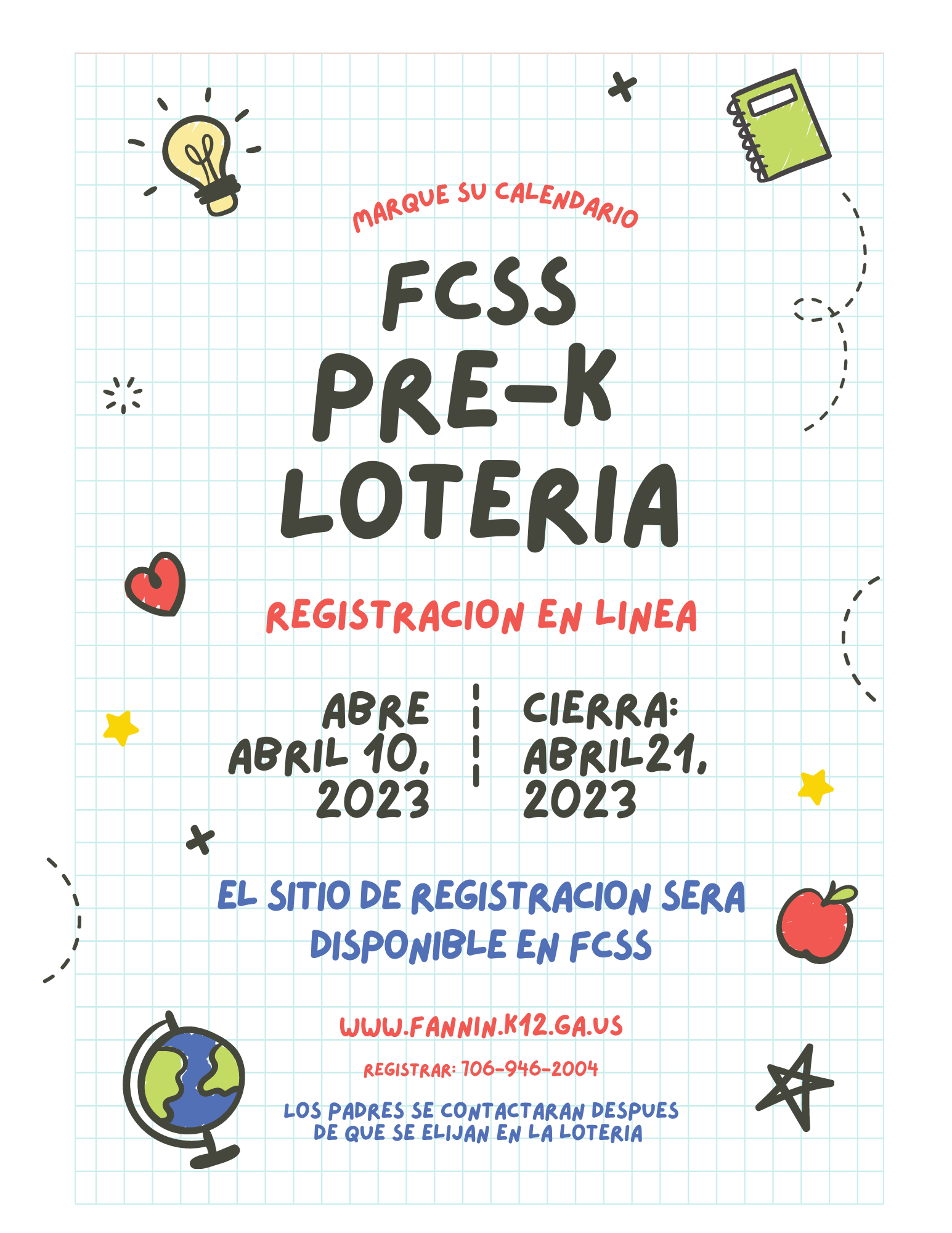 Pre-K Lottery Information Spanish
