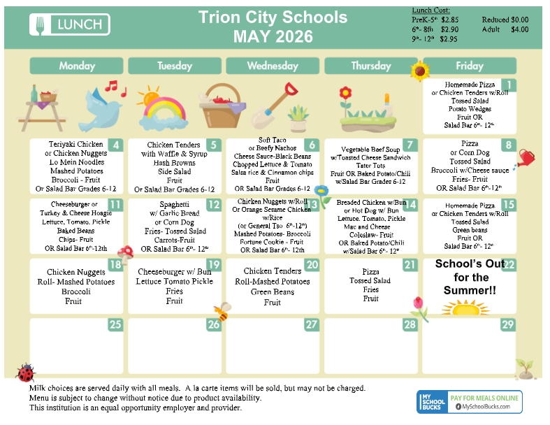TCS LUNCH MENU: CLICK TO ACCESS READABLE TEXT