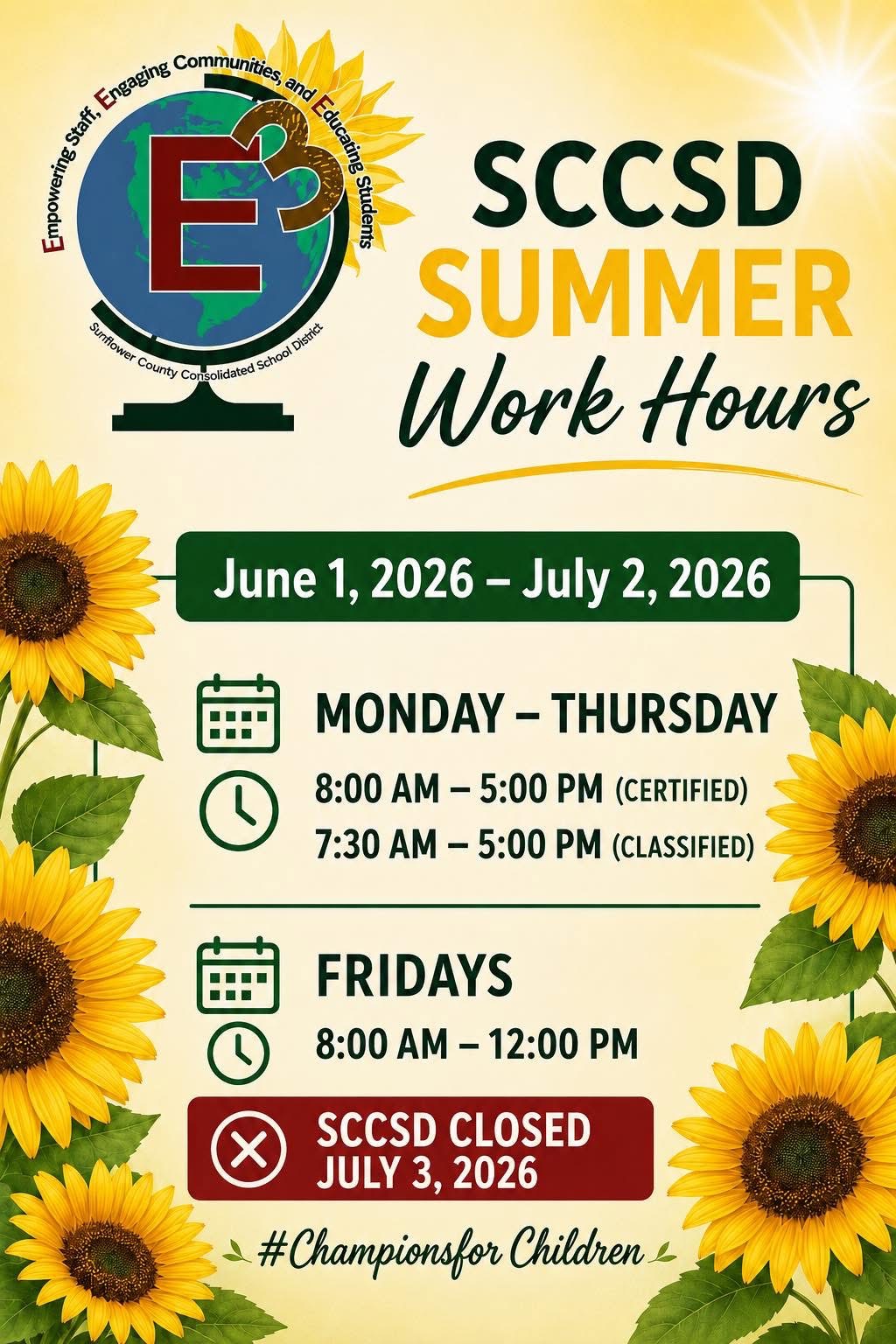 SCCSD Summer Hours