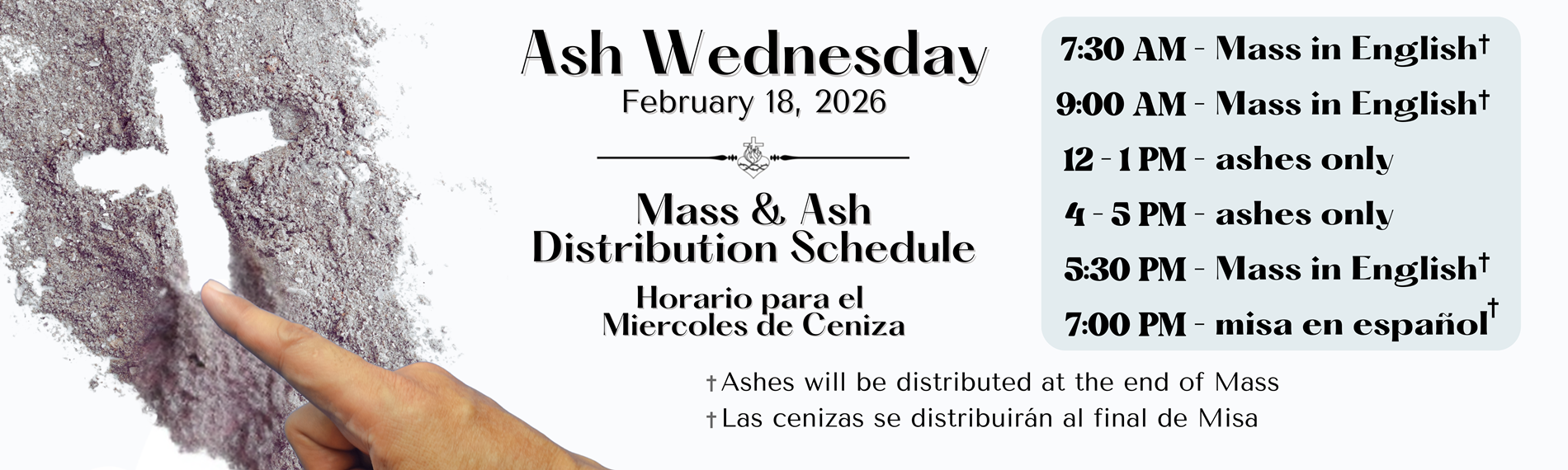 Ash Wednesday Feb 18 2026 Schedule