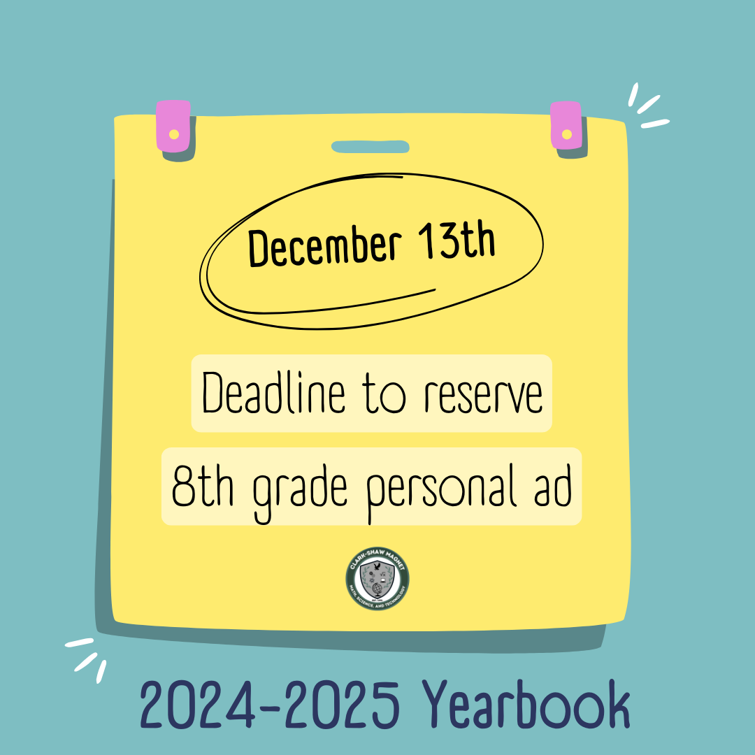 8th grade personal ad deadline is December 13, 2024