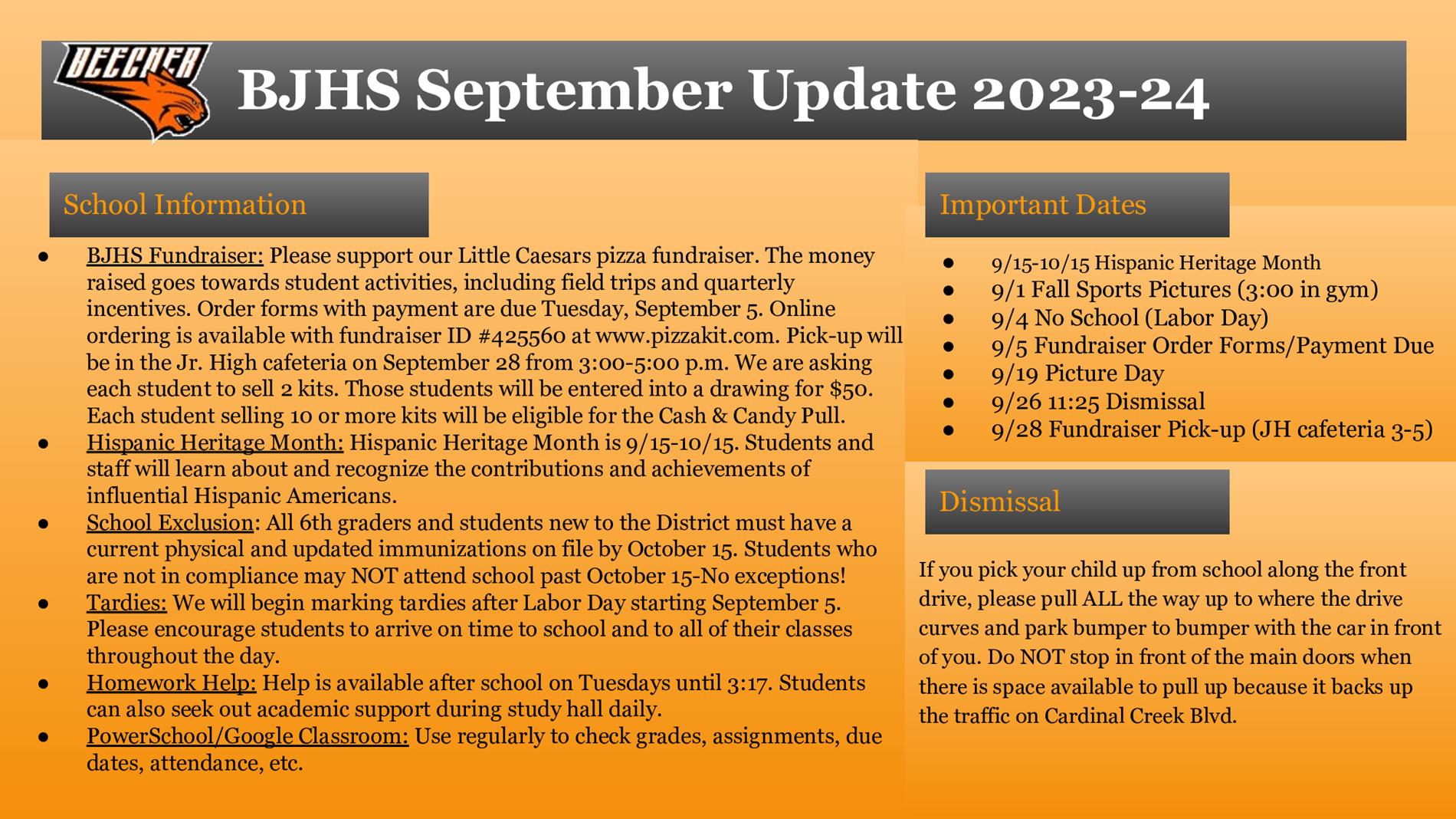 BJHS September Update