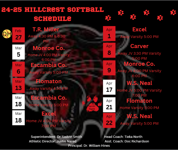 Softball Schedule