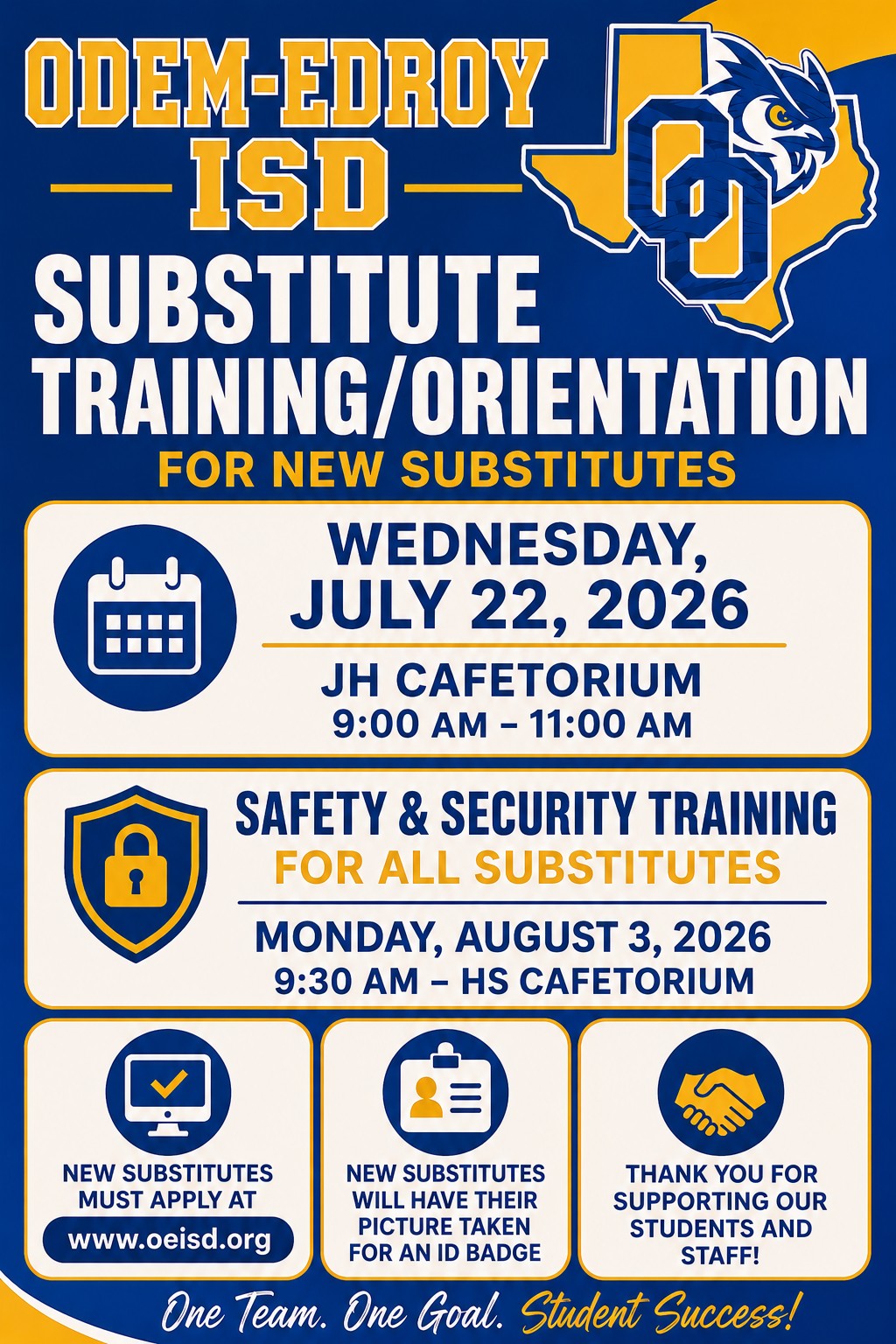 OEISD Substitute Training/Orientation Flyer