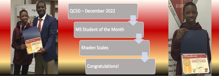 Khaden Scales December 2022 Student of the Month