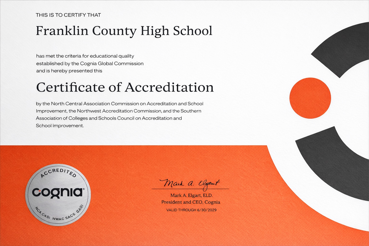certificate of accreditation information