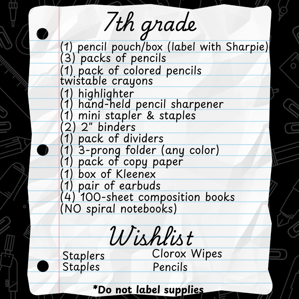 7th Supply List