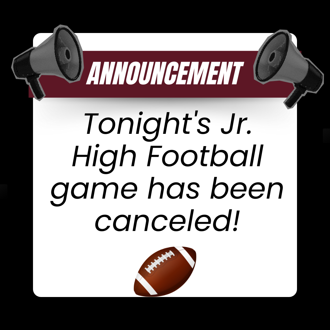 ‼Attention West Carroll Community‼  Tonight's Junior High Football Game has been cancelled, will be rescheduled!🏈🏈