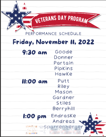 Veteran's Day Program Schedule