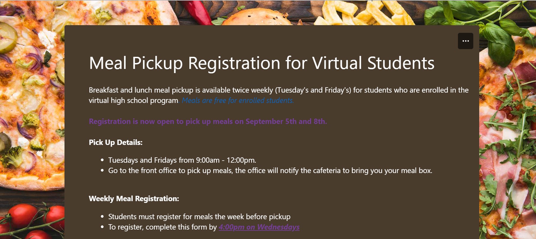 virtual learning meal