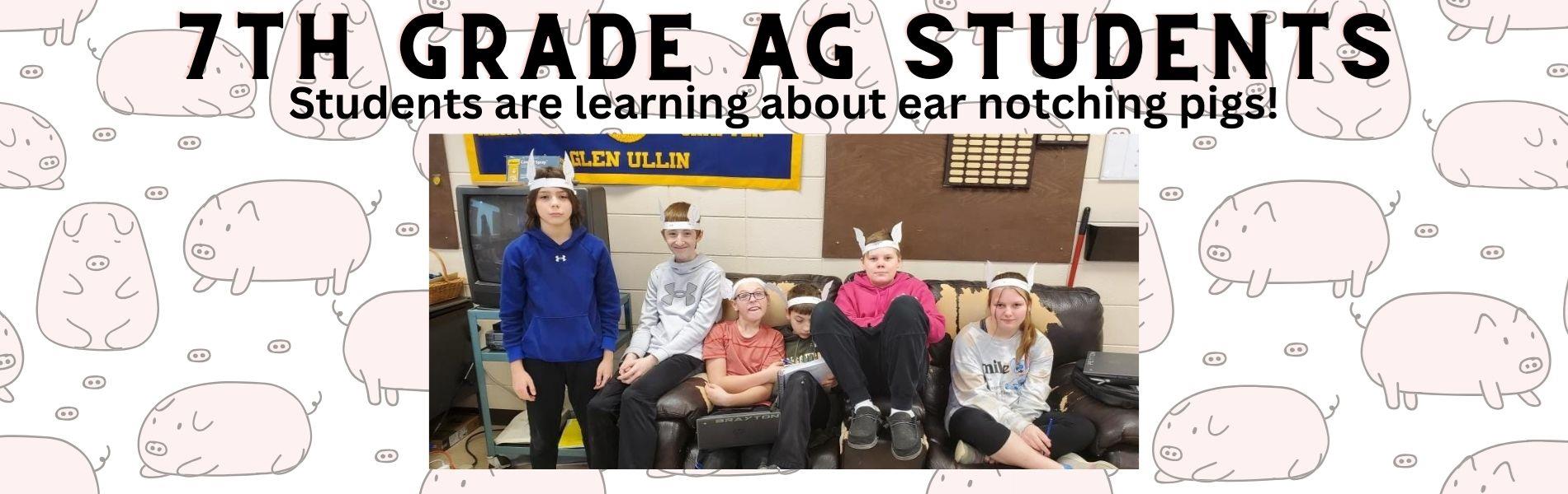 image of students with pig ears on a pig background